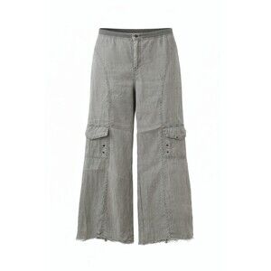 XCVI Gray Linen Cargo Crop Pants Raw Hem Size S